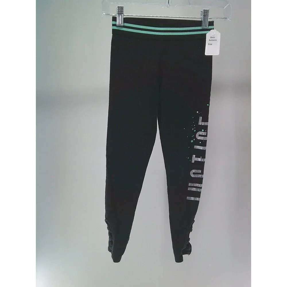Pre-Owned Dance Leggings Justice  Medium Child Teal Jazz Tap Hip Hop